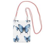 KIPOSTYZTT Blue Butterfly On Blossom Flower Phone Pouch Protects,Universal Mobile Phone Case,Shock Phone Sock With Neck Lanyards Straps,Mobile Sleeve Bag For Hiking Travelling