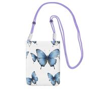 KIPOSTYZTT Blue Butterfly On Blossom Flower Phone Pouch Protects,Universal Mobile Phone Case,Shock Phone Sock With Neck Lanyards Straps,Mobile Sleeve Bag For Hiking Travelling