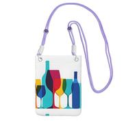 KIPOSTYZTT Cocktail Glasses And Wine Bottles Print Phone Pouch Protects,Universal Mobile Phone Case,Shock Phone Sock With Neck Lanyards Straps,Mobile Sleeve Bag For Hiking Travelling