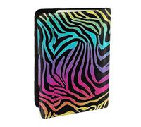 KIPOSTYZTT Colorful Rainbow Zebra Print Passport Holder Pu Leather Travel Wallet Passport Case Passport Covers 6.5 Inch Multiple Card Slots for Men and Women