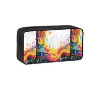KIPOSTYZTT Cute Large Capacity Pencil Case, Abstract Music Themed Print Pencil Pouch with Smooth Zipper, Portable Stationery Pen Case Desk Organizer for School, Office, College & Travel