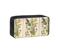 KIPOSTYZTT Cute Large Capacity Pencil Case, Floral in The Old Book Print Pencil Pouch with Smooth Zipper, Portable Stationery Pen Case Desk Organizer for School, Office, College & Travel