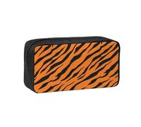 KIPOSTYZTT Cute Large Capacity Pencil Case, Orange Tiger Leopard Print Pencil Pouch with Smooth Zipper, Portable Stationery Pen Case Desk Organizer for School, Office, College & Travel