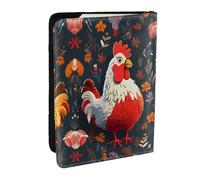 KIPOSTYZTT Cute Rooster Chickens Print Passport Holder Pu Leather Travel Wallet Passport Case Passport Covers 6.5 Inch Multiple Card Slots for Men and Women