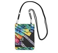KIPOSTYZTT Exotic Tribe Tie Dye Style Print Phone Pouch Protects,Universal Mobile Phone Case,Shock Phone Sock With Neck Lanyards Straps,Mobile Sleeve Bag For Hiking Travelling Black