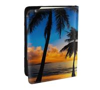 KIPOSTYZTT Hawaii Beach Print Passport Holder Pu Leather Travel Wallet Passport Case Passport Covers 6.5 Inch Multiple Card Slots for Men and Women
