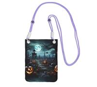 KIPOSTYZTT Horror Pumpkin Cemetery Phone Pouch Protects,Universal Mobile Phone Case,Shock Phone Sock With Neck Lanyards Straps,Mobile Sleeve Bag For Hiking Travelling Purple