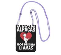 KIPOSTYZTT I Love Alpacas Phone Pouch Protects,Universal Mobile Phone Case,Shock Phone Sock With Neck Lanyards Straps,Mobile Sleeve Bag For Hiking Travelling Purple