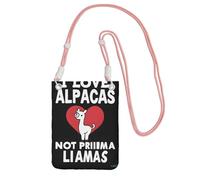 KIPOSTYZTT I Love Alpacas Phone Pouch Protects,Universal Mobile Phone Case,Shock Phone Sock With Neck Lanyards Straps,Mobile Sleeve Bag For Hiking Travelling Pink