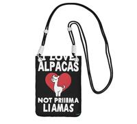 KIPOSTYZTT I Love Alpacas Phone Pouch Protects,Universal Mobile Phone Case,Shock Phone Sock With Neck Lanyards Straps,Mobile Sleeve Bag For Hiking Travelling Black