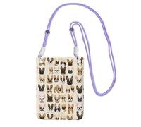KIPOSTYZTT I Love French Bulldog Phone Pouch Protects,Universal Mobile Phone Case,Shock Phone Sock With Neck Lanyards Straps,Mobile Sleeve Bag For Hiking Travelling Purple