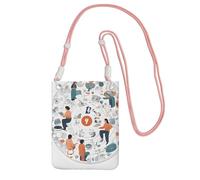 KIPOSTYZTT I Love The 90s Illustration Phone Pouch Protects,Universal Mobile Phone Case,Shock Phone Sock With Neck Lanyards Straps,Mobile Sleeve Bag For Hiking Travelling Pink