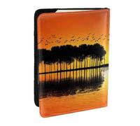 KIPOSTYZTT Lake Guitar Reflection Print Passport Holder Pu Leather Travel Wallet Passport Case Passport Covers 6.5 Inch Multiple Card Slots for Men and Women