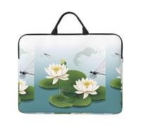 KIPOSTYZTT Laptop Sleeve Case 14 Inch Waterproof Lightweight Laptop Case Bag With Handle Dragonfly With Water Lily Travel Laptop Bag Briefcase Messenger Bag For Women Men