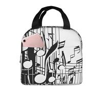 KIPOSTYZTT Music Notes Print Large Lunch Bag Insulated Lunch Box Soft Cooler Cooling Tote with High Capacity for Work,Picnic,Camping