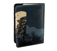 KIPOSTYZTT Night Crow Print Print Passport Holder Pu Leather Travel Wallet Passport Case Passport Covers 6.5 Inch Multiple Card Slots for Men and Women