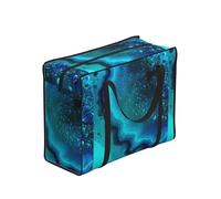 KIPOSTYZTT Portable Shopping Storage Bag, Bright Aqua Blue Turquoise Print Water-Resistant 600d Oxford Fabric Foldable Tote For Groceries Travel