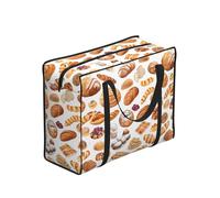 KIPOSTYZTT Portable Shopping Storage Bag, Painted Bread Print Water-Resistant 600d Oxford Fabric Foldable Tote For Groceries Travel