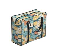 KIPOSTYZTT Portable Shopping Storage Bag, Postal Stationery Print Water-Resistant 600d Oxford Fabric Foldable Tote For Groceries Travel