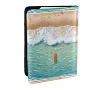 KIPOSTYZTT Romantic Beach Pattern Print Passport Holder Pu Leather Travel Wallet Passport Case Passport Covers 6.5 Inch Multiple Card Slots for Men and Women