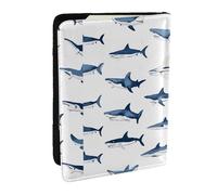 KIPOSTYZTT Sharks Print Passport Holder Pu Leather Travel Wallet Passport Case Passport Covers 6.5 Inch Multiple Card Slots for Men and Women