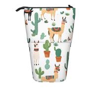 KIPOSTYZTT Upright Pencil Case, Telescopic Pencil Holder, Stationery Pencil Bag, Alpaca Llama Printed Stand-Up Pen Pouch Holder, Colorful Pen Organizer for Students Boys and Girls