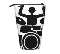 KIPOSTYZTT Upright Pencil Case, Telescopic Pencil Holder, Stationery Pencil Bag, Drummer Printed Stand-Up Pen Pouch Holder, Colorful Pen Organizer for Students Boys and Girls