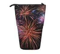 KIPOSTYZTT Upright Pencil Case, Telescopic Pencil Holder, Stationery Pencil Bag, Explosion Firework 3D Printed Stand-Up Pen Pouch Holder, Colorful Pen Organizer for Students Boys and Girls