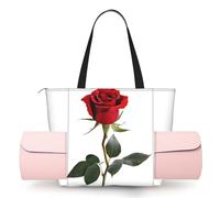 KIPOSTYZTT Women's One-Shoulder Yoga Bag - Lightweight A Red Rose Printed Gym Tote with Zippered Main Compartment for Yoga Mat, Towel, Water Bottle