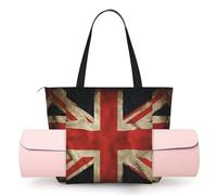 KIPOSTYZTT Women's One-Shoulder Yoga Bag - Lightweight British Flag Printed Gym Tote with Zippered Main Compartment for Yoga Mat, Towel, Water Bottle