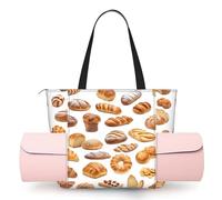 KIPOSTYZTT Women's One-Shoulder Yoga Bag - Lightweight Painted Bread Printed Gym Tote with Zippered Main Compartment for Yoga Mat, Towel, Water Bottle