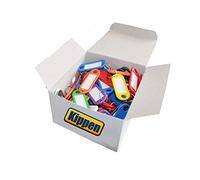 KIPPEN 1200B Pack of 100 Plastic Key Tags with Ring and Label, Assorted
