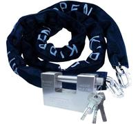 kippen 2011CX Safety kit for Motorcycles, Scooters and Bicycles, consisting Theft Chain Size 10 x 1500 mm + 90 mm Hardened Anti-Burglar Lock