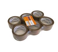 kippen 9004A2 - Pack of 6 Rolls of Adhesive Packaging Tape, Havana, Size: 66 m x 50 mm