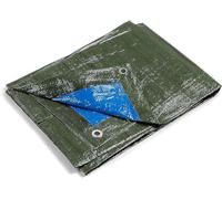kippen Two-Tone Eyelet Tarpaulin with 90 g/m² Weight. Size 3x3 (9 m²) Green/Blue, Polyethylene (PE), 3X3MT