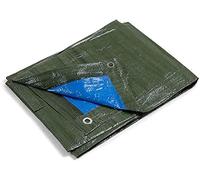 kippen Two-tone tarpaulin with eyelets, 90 g/m². Size 4 x 5 (20 m²) Green/Blue, Polyethylene (PE), 4X5 MT