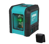 Kiprim Green Beam Cross-Line Laser Level, Self-Leveling Horizontal Vertical | Comes with battery and carrying pouch, great for picture hanging, wall painting, floor tiling and construction DIY tasks