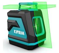 Kiprim Green Laser Level LV8D with Enhanced Visibility,5 Laser Lines,Adjustable Brightness,Manual/Self Leveling/Pulse Mode,Batteries and Carrying Pouch Included