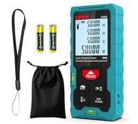 Kiprim LD50E Laser Distance Measure,165ft/50M,Backlit LCD,Ft/M/in Switch | High-accuracy compact laser measuring tool equipped with large backlit LCD.Supports ft/m/in unit switching and bubble level.