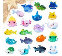 KIPTVO 20PCS Mini Resin Animals Set, Tiny Miniature Marine Figures, Mixed, for DIY Craft Garden Landscape Decorations