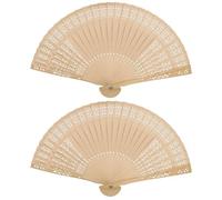 KIPTVO 2PCS Hand Fan Folding, Wooden Hand Fan, Wooden Fans Handheld, Wedding Hand Fans, Handheld Hollow Fan, Vintage Festival Fan, for Home Weddings Decor DIY Birthdays