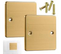 KIPTVO 2PCS Single Blanking Socket Plate, for Electrical Sockets Hidden Screw Hole Square Edge Antique Brass, for Electrical Socket Plug Socket Cover Exposed outlets DIY