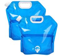 KIPTVO 2pcs Water Container with Tap, Water Carrier with Tap, 5L Portable Collapsible Water Container, Leakproof Design, For Picnics Festivals, Camping, Sport, Drinking Travel (Blue)