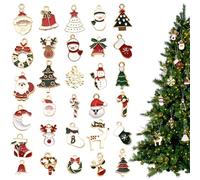 KIPTVO 30PCS Mini Christmas Ornaments Set, Mini Christmas Tree Hanging Ornaments, Santa Claus Reindeer Snowman Xmas Stocking Candy Cane, for Small Tree Xmas DIY Pendants Crafts
