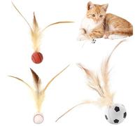 KIPTVO 3pcs Feather Ball Cat Toy, Interactive, Kitten for Indoor Cats, Interactive Feather for Indoor, Entertainment Bouncy, for Dog Pet Gift