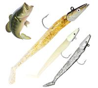 KIPTVO 3pcs Fishing Lure Set, Soft Fishing Lures Kit Silicone Realistic Paddle Tail Swim Action, For Sea And Fresh Water, Pollock, Cod and Mackerel, Catch Bass