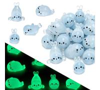 KIPTVO 40 Pcs Mini Resin Glow in Dark Seal Figurines, 4 Styles Luminous Sea Animals for Terrarium Decor - Fairy Garden, Aquarium, Desk & Miniature Water Tank Ornaments