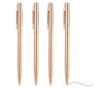 KIPTVO 4PCS Ballpoint Pens, Slim Stainless Steel Metallic Retractable Pens Black Ink 1 mm Nice Gift for Business Students Teachers Wedding Christmas, Rose Gold