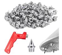 KIPTVO 50 Pcs 6mm Running Spikes, Stainless Steel Track Spike with Wrench, Replacement Pyramid Athletics Spike for Sprinting, Cross Country, Track & Field and Cricket Shoes