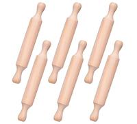 KIPTVO 6PCS Kids Small Wooden Rolling Pins, Mini Rolling Pin, Small Rolling Pin for Kitchen, with 2 Rollers Handle, Non-Stick Playdough Dough Roller for Child in Pie Crust, Cookie, Pastry, Dough